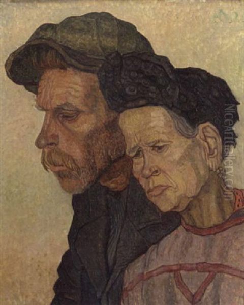 An Elderly Couple Oil Painting by Jakob Nieweg