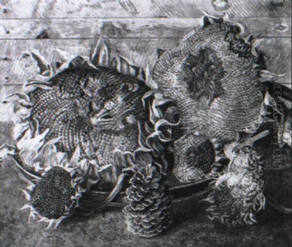 Zonnebloemen Oil Painting by Jakob Nieweg