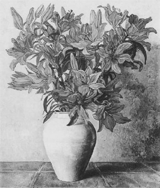 Lilies In A Vase Oil Painting by Jakob Nieweg