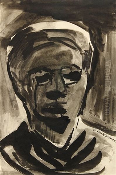 Portrait Of A Woman Oil Painting by Salomon B. Nikritin