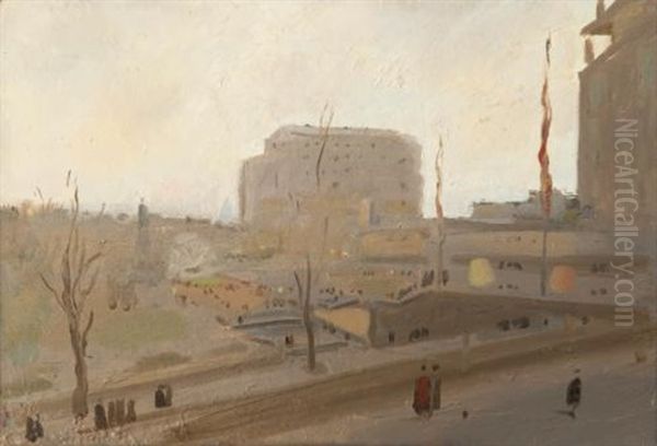 A Square In Moscow Oil Painting by Salomon B. Nikritin