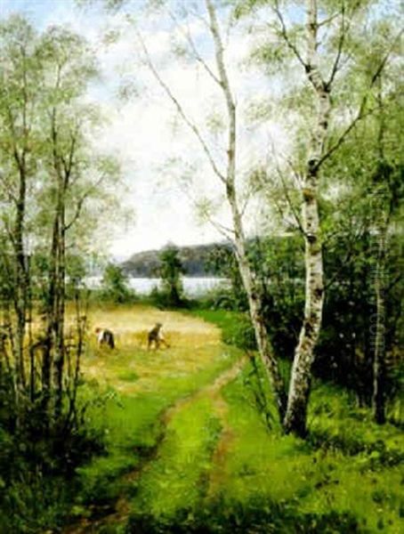 Skordearbete Oil Painting by Johan Severin Nilsson
