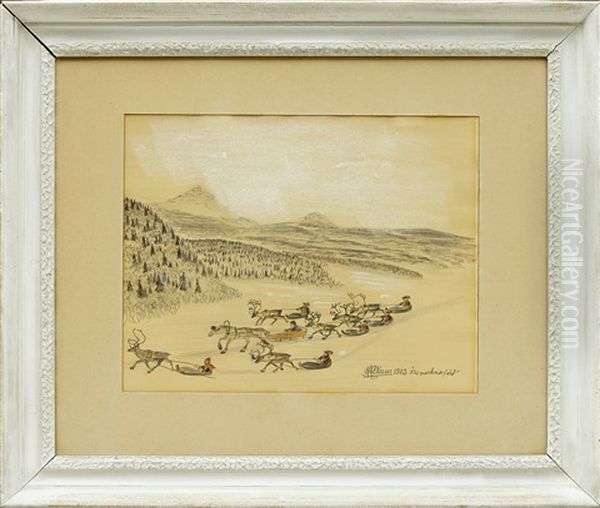 1903 Ars Marknadsfard Oil Painting by Nils Nilsson-Skum