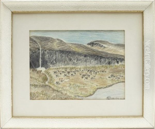Renar Och Bjornar Pa Fjall Oil Painting by Nils Nilsson-Skum