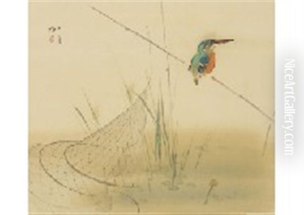 Waterside Landscape Oil Painting by Genjiro (Goun) Nishimura