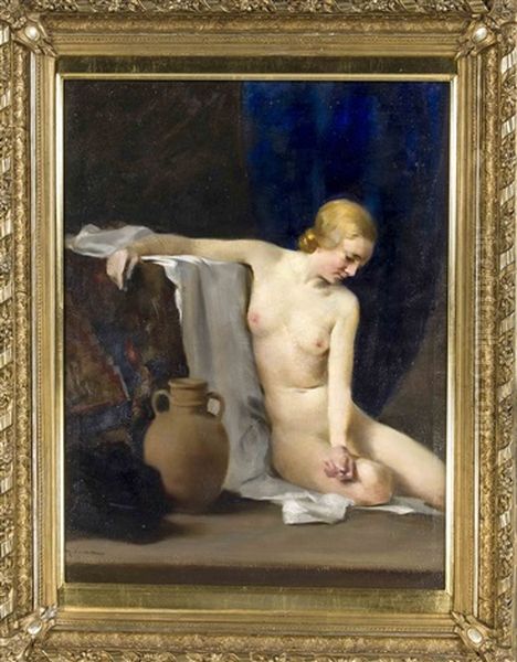 Ruhende Wassertragerin Oil Painting by Rudolf Nissl