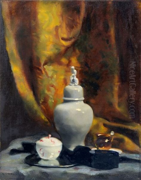 Stillleben Mit Porzellanobjekten Oil Painting by Rudolf Nissl