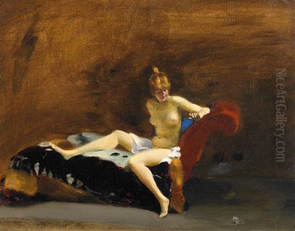 Akt Mit Maus Oil Painting by Rudolf Nissl