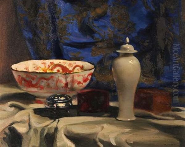 Stilleben Mit Deckelvase Oil Painting by Rudolf Nissl