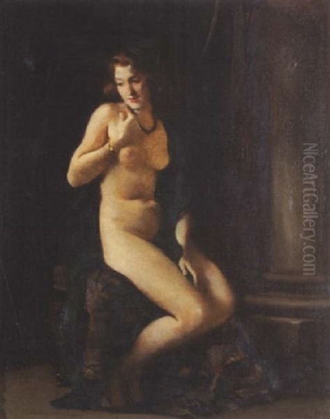 Das Bad Oil Painting by Rudolf Nissl