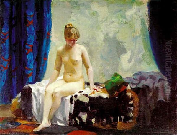 Sitzender Akt Oil Painting by Rudolf Nissl