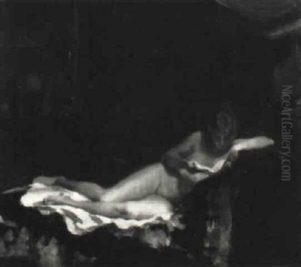 Lesender Weiblicher Akt Oil Painting by Rudolf Nissl