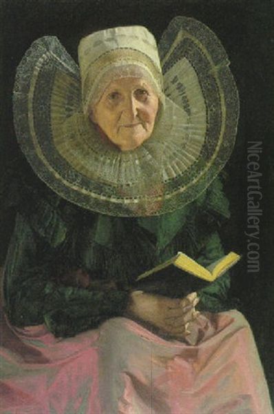 Alte Bauerin In Sonntagstracht Mit Einem Gesangbuch Oil Painting by Richard Nitsch