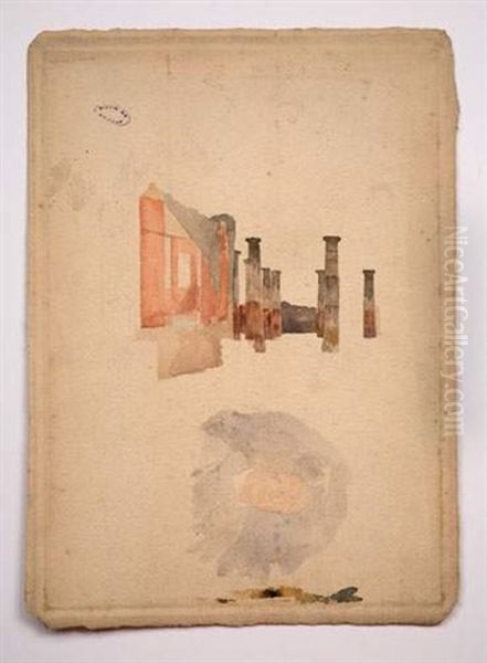 Ruines A Pompei, Study (+ Tete De Femme; Verso) Oil Painting by Giuseppe de Nittis
