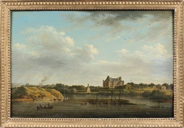 Vue Du Chateau De Madrid A Neuilly Oil Painting by Charles Francois Nivard