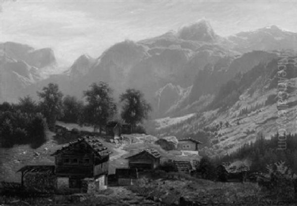 Sonniger Sommertag In Den Alpen Oil Painting by Theodor (Wilhelm T.) Nocken