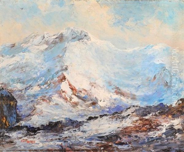 Le Mont Blanc Vu Du Mont Joly (mont D'arbois) Oil Painting by Paul Ange Nocquet
