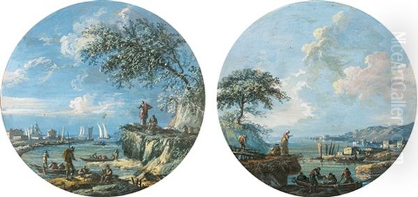 Paysages De Bord De Mer Dans Un Encadrement Simule Oil Painting by Noel, Alexandre Jean
