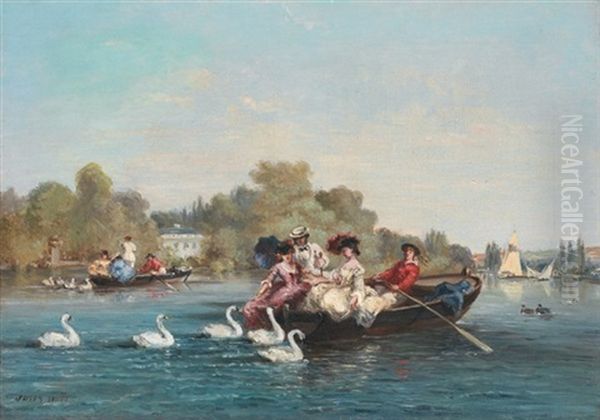 La Genouillere A Bougival Oil Painting by Jules Achille Noel