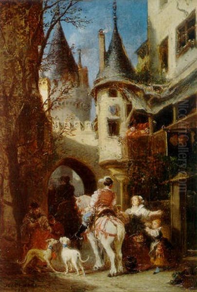 L'entree De La Ville Medievale Oil Painting by Jules Achille Noel