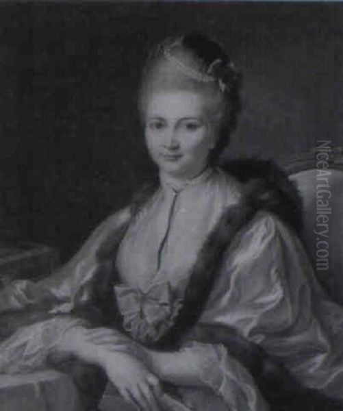 Portrait De Jeune Femme Au Collier De Perles Oil Painting by Donat Nonotte