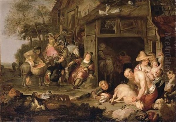 Nabal Refusing Provisions To King David's Emmissaries Oil Painting by Jan van Noordt