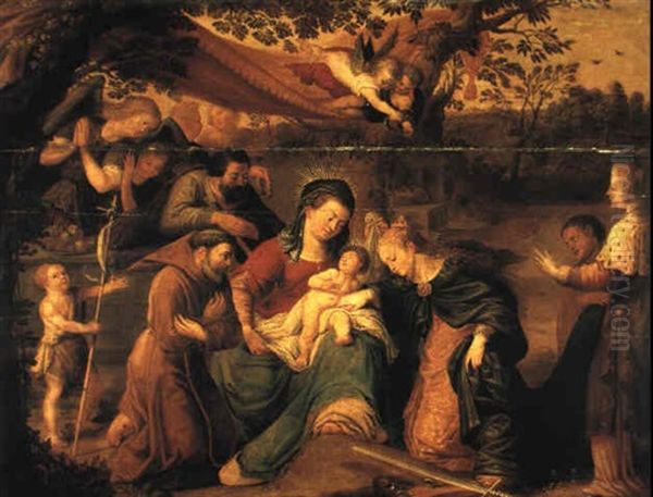 The Mystic Marriage Of St. Catherine Oil Painting by Adam van Noort