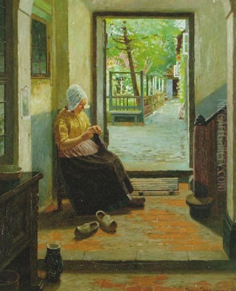 Syende Kvinna I Dorroppning Oil Painting by Henrik Nordenberg