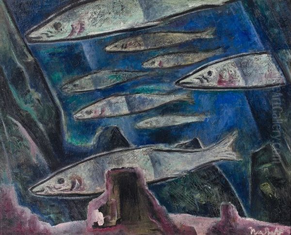 Sittande Aldre Man I Rod Drapering Oil Painting by Bror Julius Olsson Nordfeldt