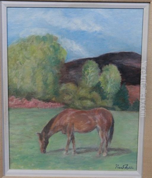 Grazing Horse Oil Painting by Bror Julius Olsson Nordfeldt