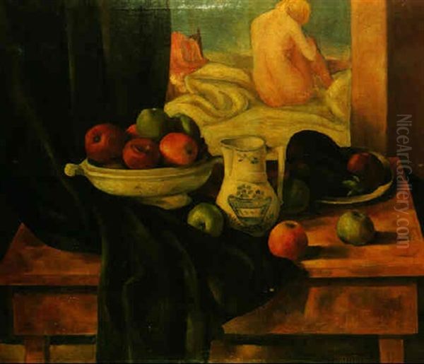 Still Life With Fruit Oil Painting by Bror Julius Olsson Nordfeldt