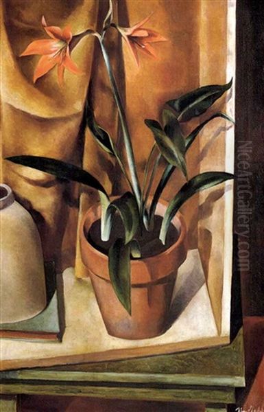 Fire Lilies In A Clay Pot Oil Painting by Bror Julius Olsson Nordfeldt