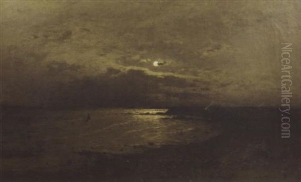 Nachtliche Kuste Bei Vollmond Oil Painting by Axel Wilhelm Nordgren