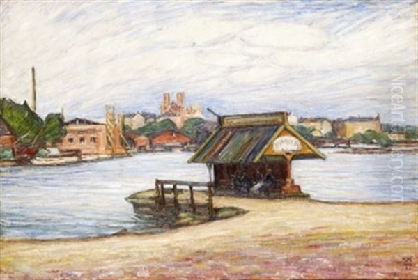 Angslupsbryggan Vid Grondal Oil Painting by Karl Nordstroem