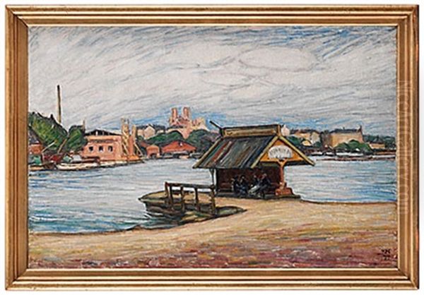 Angslupsbryggan Vid Grondal Oil Painting by Karl Nordstroem