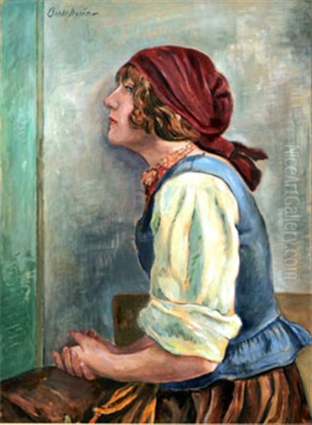 Ung Kvinna I Profil Oil Painting by Bertil Noren