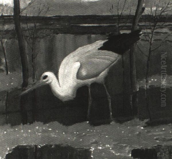 Stork I K,rr Oil Painting by Ernst Norlind