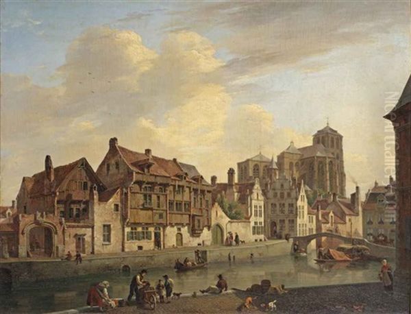A Capriccio View Of A Town In Summer Oil Painting by Pierre Francois de Noter