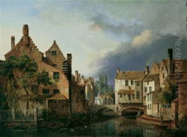 Ansicht Von Gent Mit Der St. Nikolauskirche Oil Painting by Pierre Francois de Noter