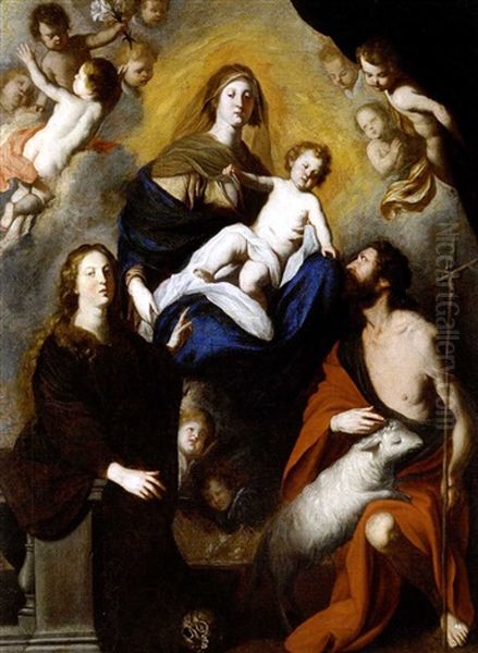 La Madonna Con Il Bambino, La Maddalena E San Giovanni Oil Painting by Pietro (Monrealese) Novelli