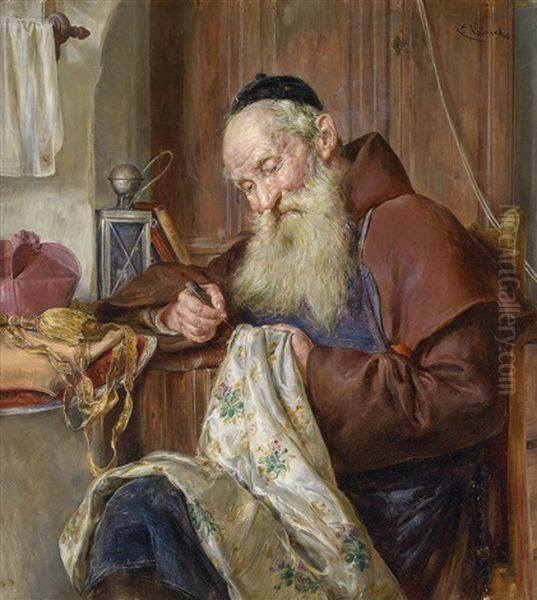 Ein Geschickter Pater Oil Painting by Ernst Nowak