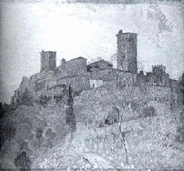 Italian Hilltop Town Oil Painting by George L. Noyes
