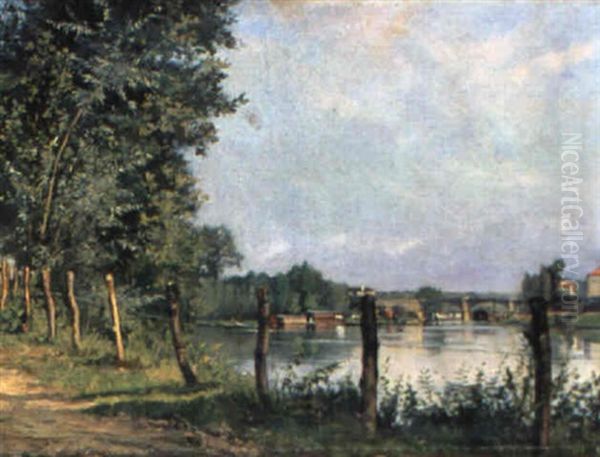 Kanallandschaft Mit Brucke Oil Painting by Alexandre Nozal