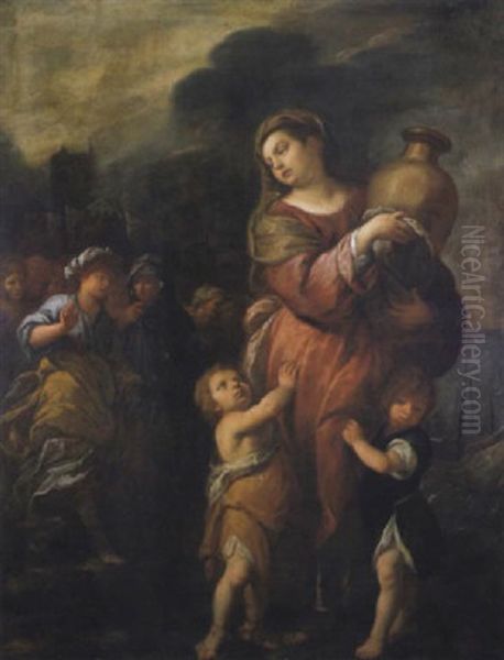 Una Donna Con Due Figli, Che Porta Una Brocca, La Santa Ruffina Oil Painting by Carlo Francesco Nuvolone