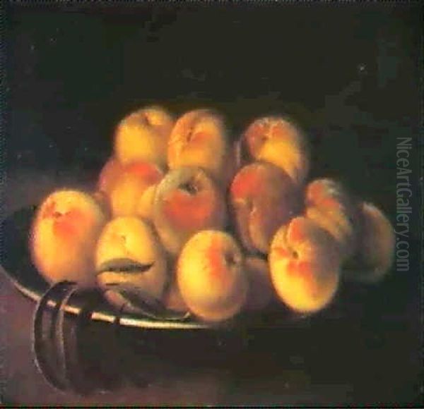 Natura Morta Con Piatto Di Pesche Oil Painting by Giuseppe Nuvolone