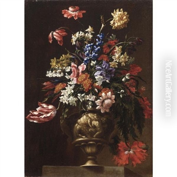 Natura Morta Con Vaso Di Fiori Oil Painting by Mario Nuzzi