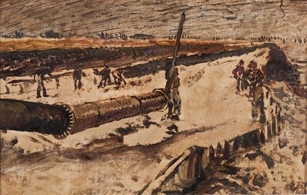 Construction Of The Oil Pipeline Oil Painting by Dirk Nyland