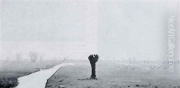 A Landscape With Willows At Dawn Oil Painting by Dirk Nyland