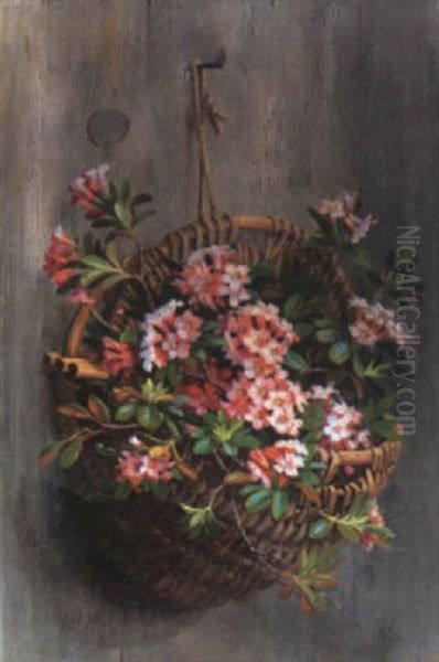 Wandkorb Mit Almrausch Oil Painting by Marie Nyl-Frosch