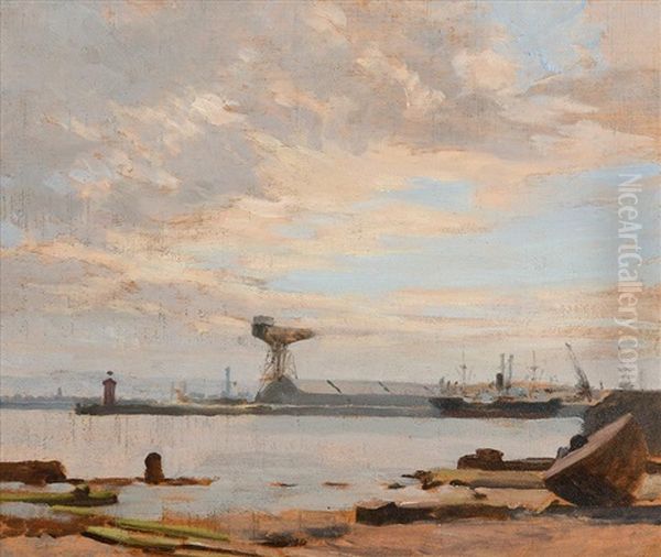 Dublin Docks Oil Painting by Dermod William O'Brien